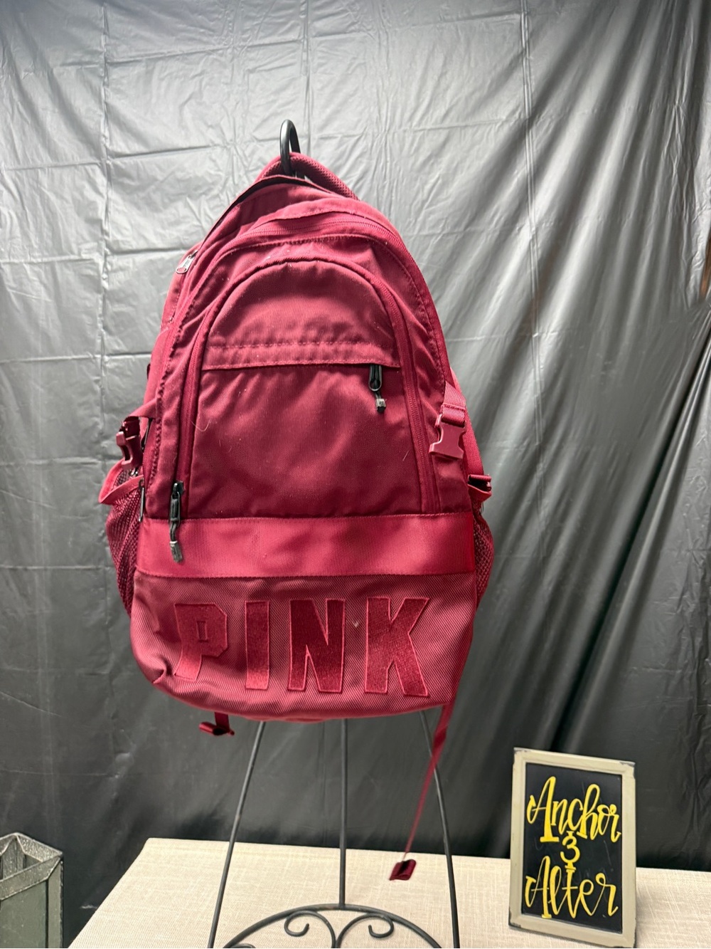 PINK Victoria's Secret Deep Pink Embroidered Logo Backpack